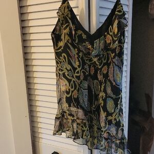 Elegant Black and Multicolor Paisley Women's Top